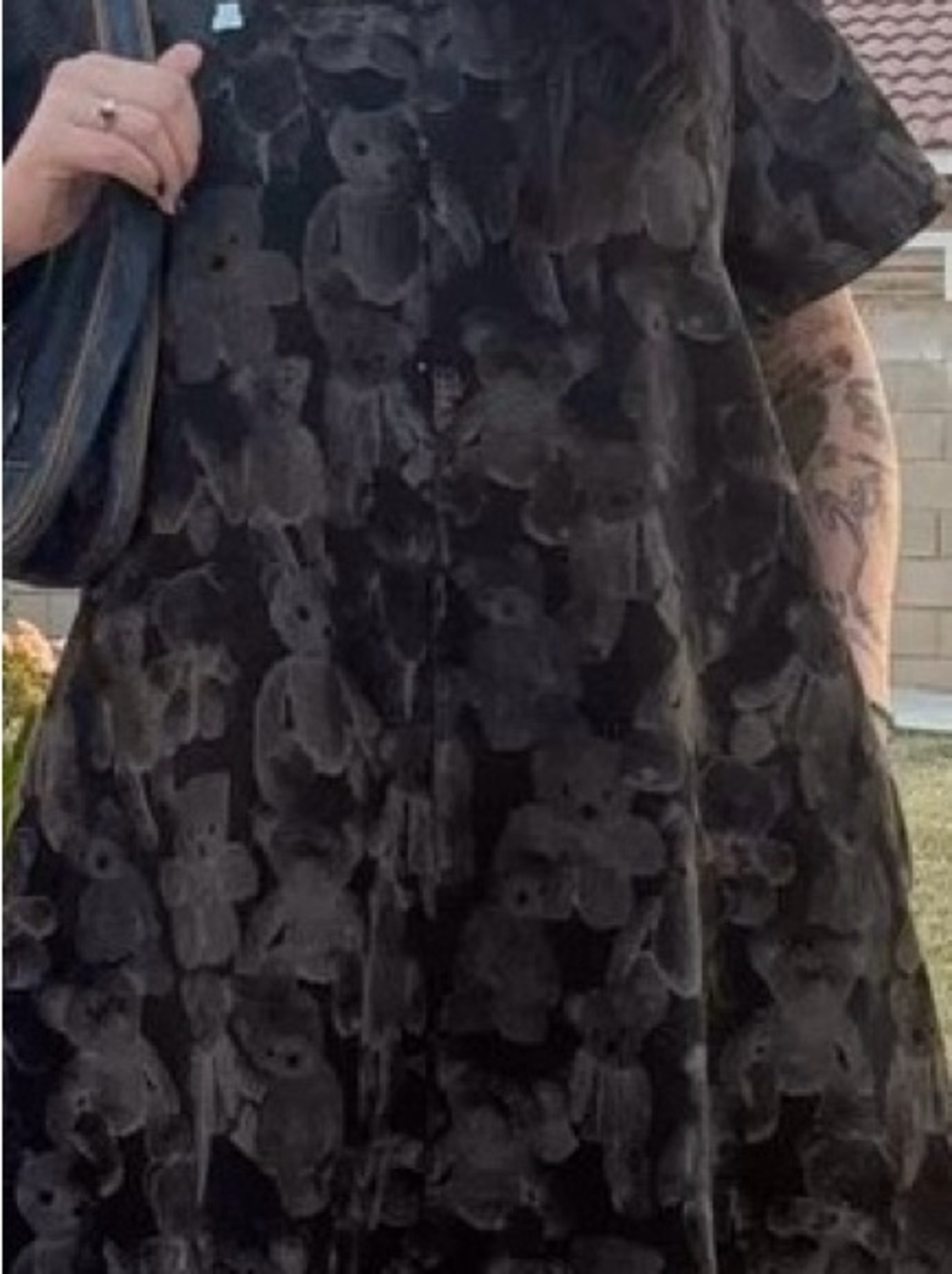 Teddy Fresh Black and Gray Teddy Bear Print Short Sleeve Dress - Picture 7 of 7